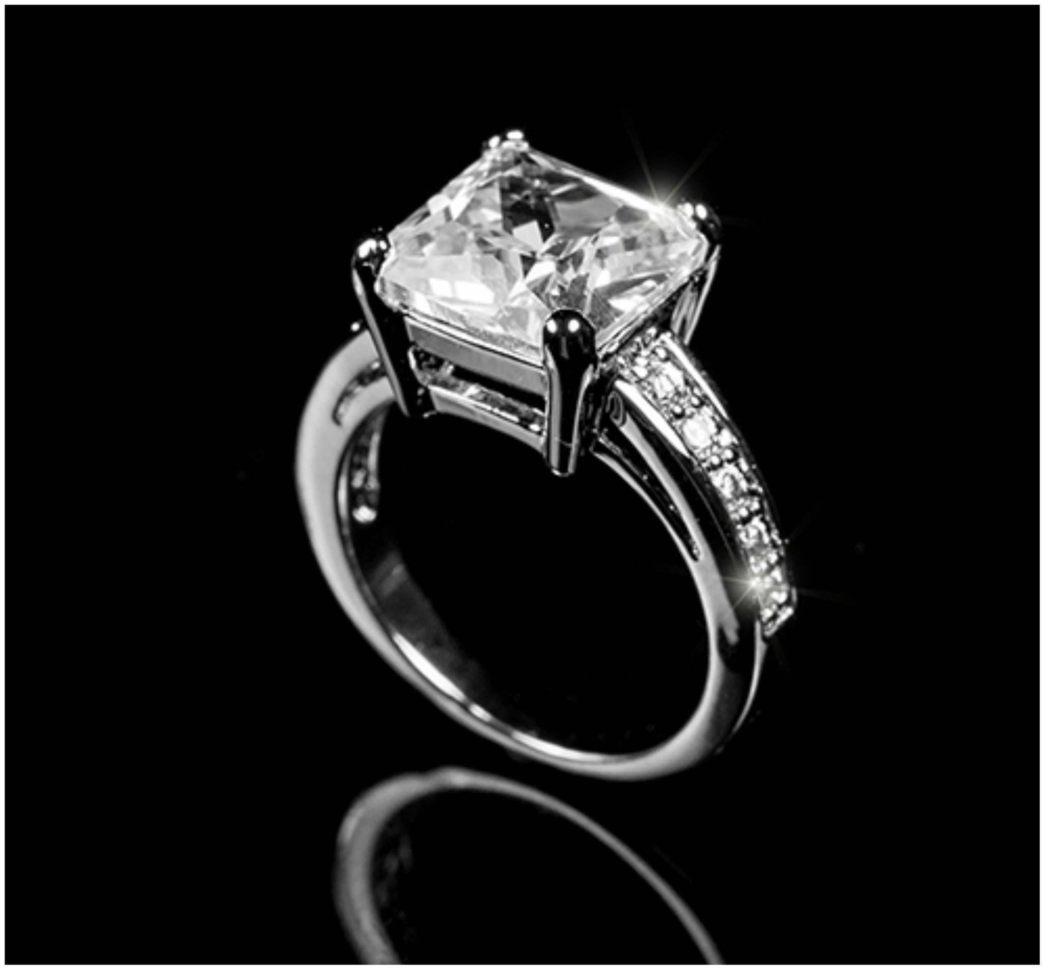 Lindsay Princess Cut Raised Pave Engagement Ring | 5.5ct | Cubic Zirconia - Beloved Sparkles
- 6